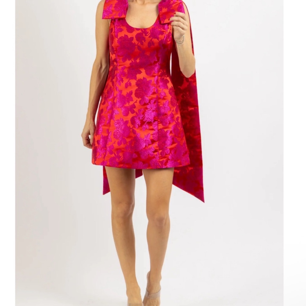 Pink Jacquard Cocktail Dress